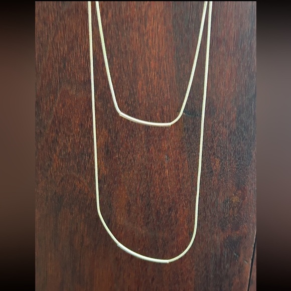 Tubular Smooth Double Rope Necklace Silver Tone Moveable Pendants - Picture 5 of 15
